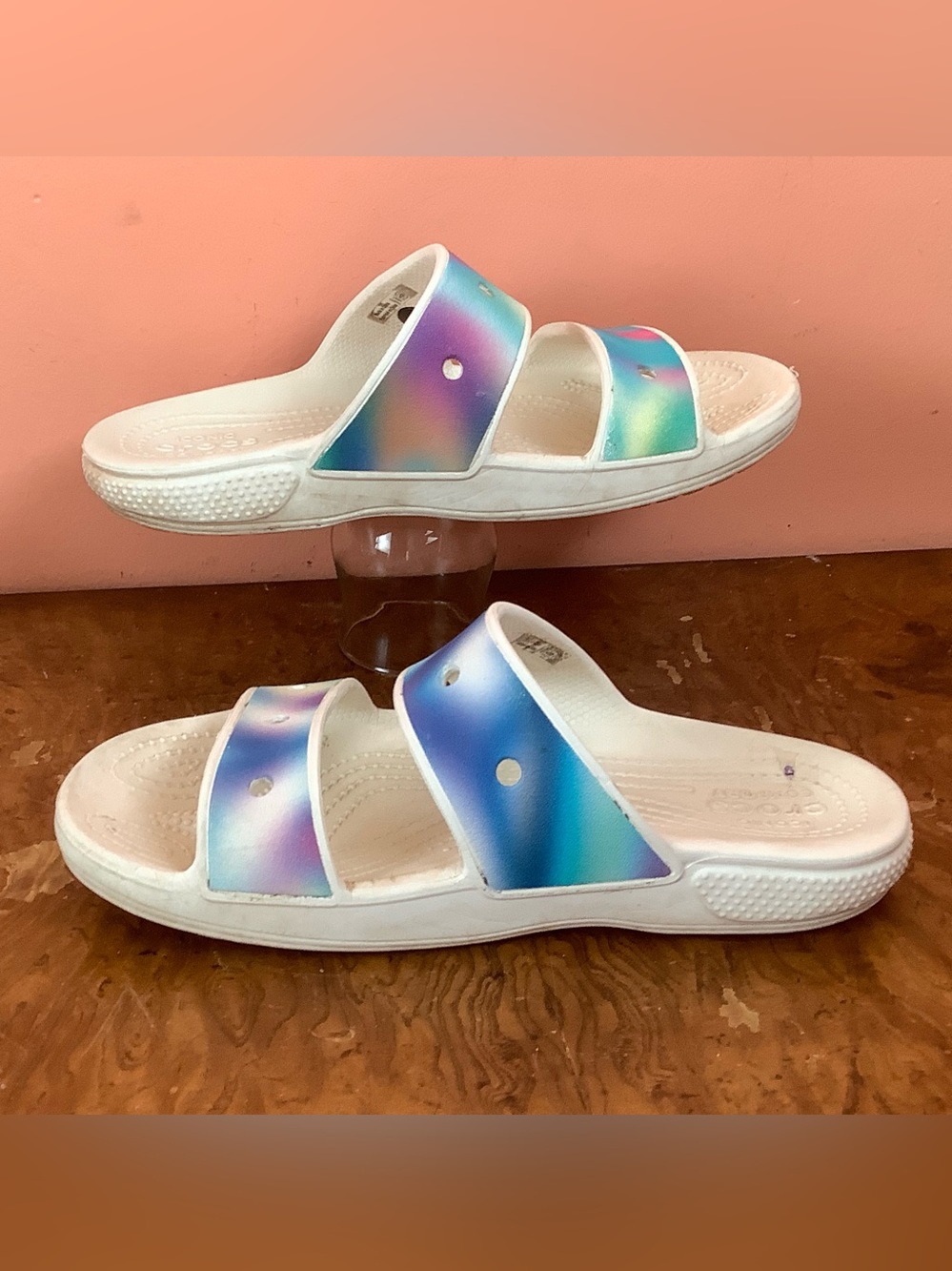 Classic Crocs Women’s Size 7 Solarized Tie Dye Two-Strap Sandals - Picture 9 of 11